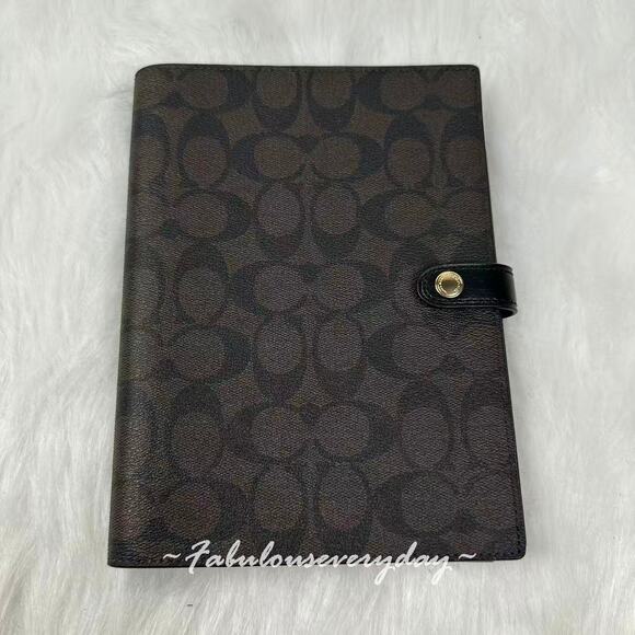 Coach Notebook In Signature Canvas In Brown Black 222 NWT - Picture 1 of 5